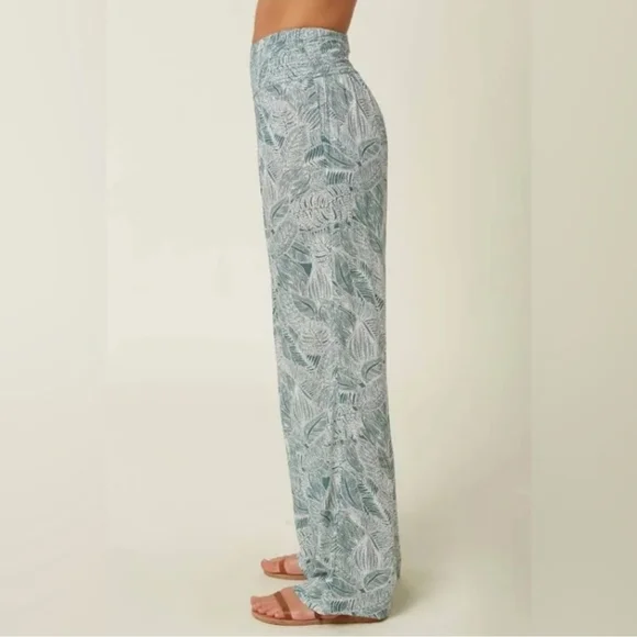 Women’s New O'Neill Green Leaf Print Johnny Beach Pants Size XXL - Picture 2 of 9
